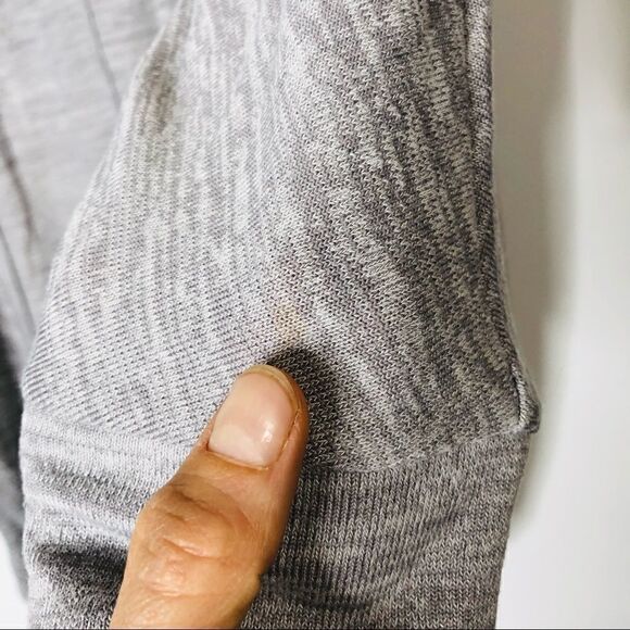 Joan Vass Gray Heathered 3/4 Sleeve Open Front Cardigan - Picture 11 of 11